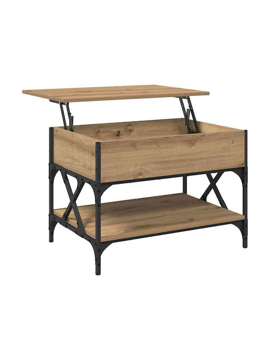 Rectangular Central Wooden Coffee Table with Lifting Mechanism Brown W70xL50xH50cm
