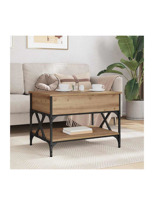Rectangular Central Wooden Coffee Table with Lifting Mechanism Brown W70xL50xH50cm