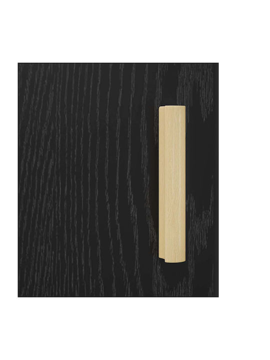 Wooden Bedside Table with Metal Legs Black 50x40x40cm