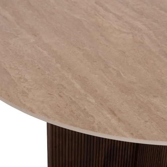 Sky Masă Rotundă Pentru Sala De Mese Cu Suprafață Ceramică Travertin 120x120x76cm
