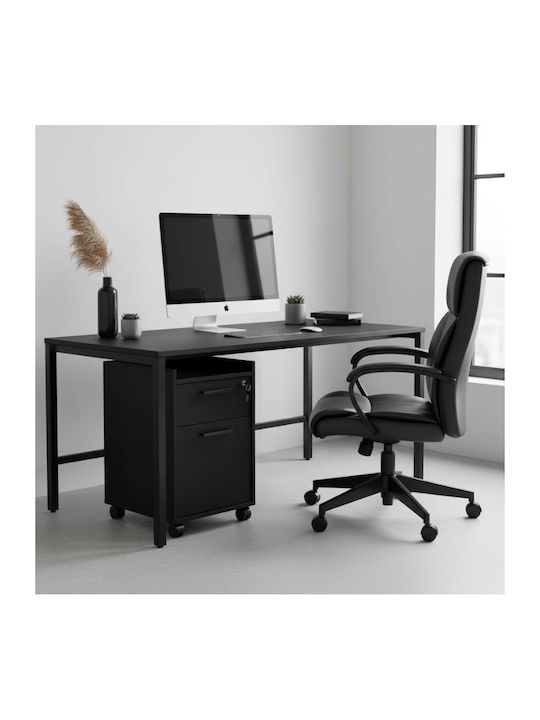 Gamer Office Storage Chipboard Drawer with Wheels, Lock & Drawers Black Velvet-Black Metal L40xW40xH56cm