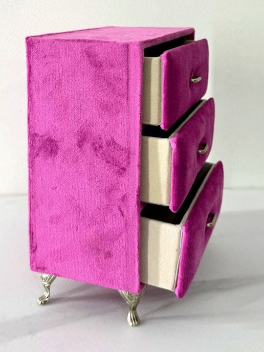 Velve Casetă Pentru Bijuterii Cu Sertar Fuchsia 20x15cm