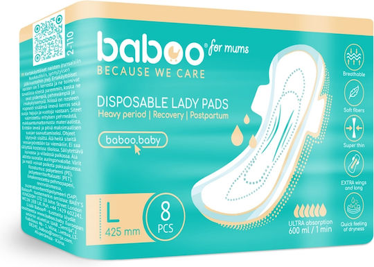 Baboo Absorbante Absorbante sanitare cu aripi Noapte 8buc