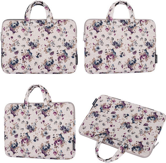 Husă Laptop 13" Model Floral Cu Mâner Maro