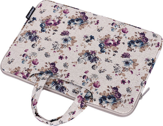 Husă Laptop 13" Model Floral Cu Mâner Maro
