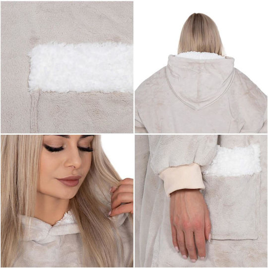 Pătură Polar Fleece Cu Mâneci 77x90cm Gri