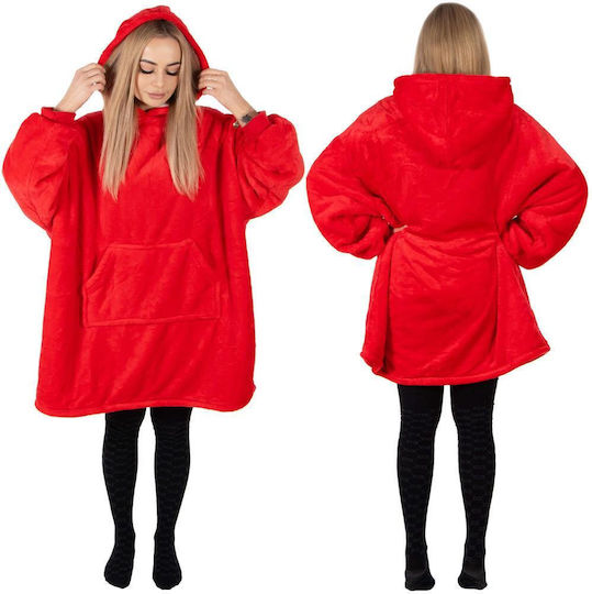 Pătură Fleece Cu Mâneci 82x88cm Roșu