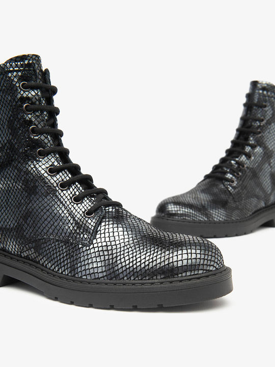 Ghete De Piele Dama Ankle Boots Argintii