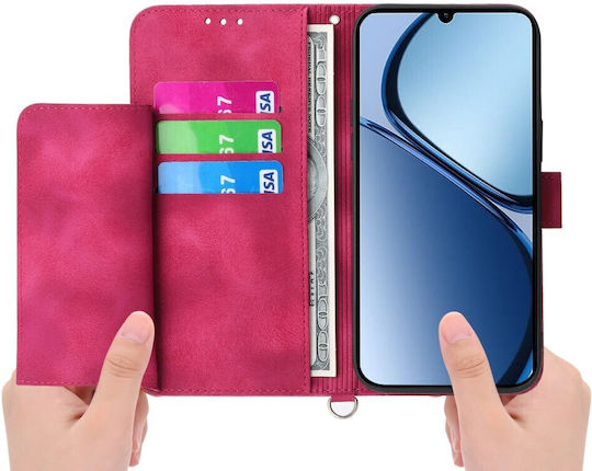 Flowers Embossed Wallet Μπορντό (Oppo Reno14F)