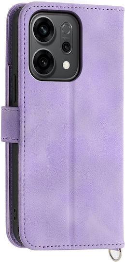 Flowers Embossed Wallet Purple (Oppo Reno14F)