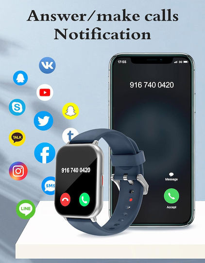 Ruimen D1 Smartwatch with SIM and Heart Rate Monitor (Silver)