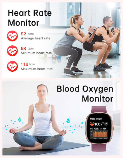 Huakua Smartwatch με Παλμογράφο (Μωβ)