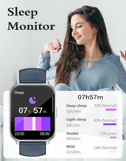 Ruimen D1 Smartwatch with SIM and Heart Rate Monitor (Silver)