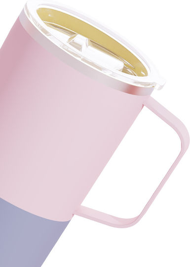Asobu Ποτήρι Θερμός 590ml Pastel Pink με Λαβή