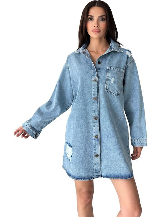 Lungă Jachetă de femei din denim Denim