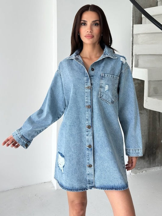 Lungă Jachetă de femei din denim Denim