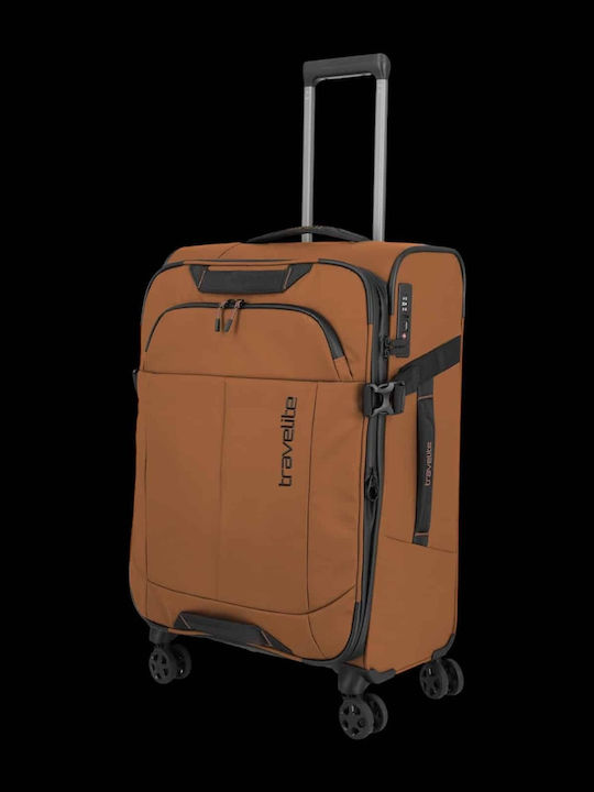 Travelite Medium Hard Travel Suitcase Carob Brown with 4 Wheels Height 67cm