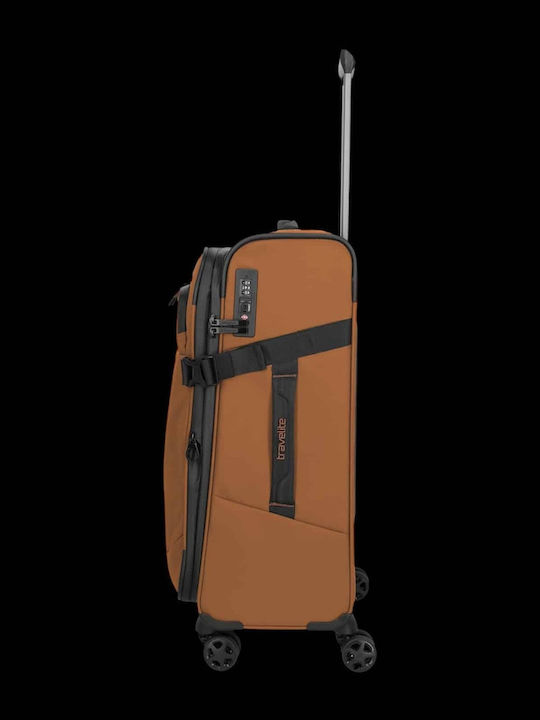 Travelite Medium Hard Travel Suitcase Carob Brown with 4 Wheels Height 67cm