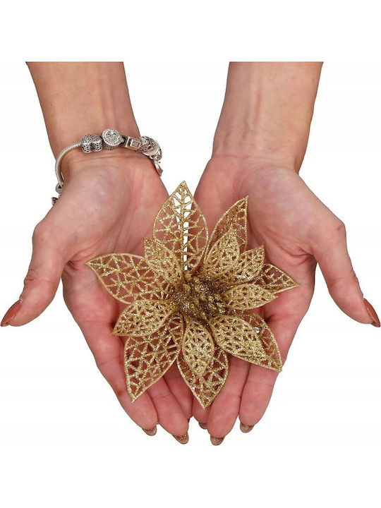 Crăciun Decorativ Metalic Floare Lungime 14cm. 10buc
