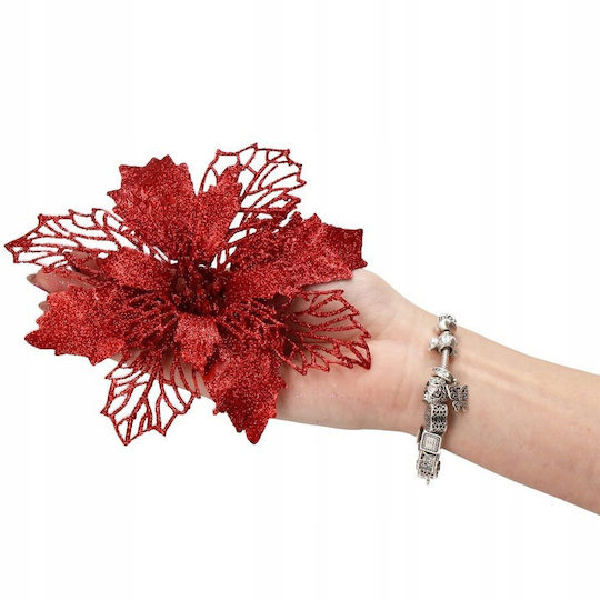 Crăciun Decorativ Metalic Floare Lungime 16cm. 10buc
