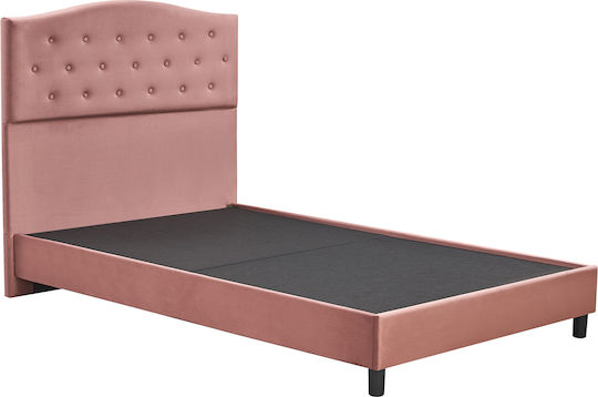 Juniper Bett Halbdoppel mit Stoff Rosa mit Lattenrost für Matratze 120x200cm