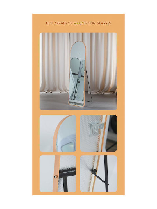 Oglindă Arcuită Cu Cadru Metalic Roz 150x40cm