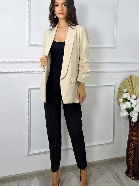 Lung Blazer pentru femei Sacou Light Cream