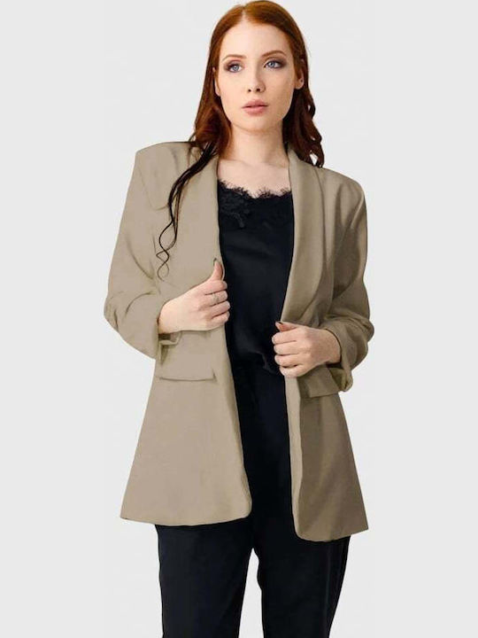 Lang Damen Blazer Beige