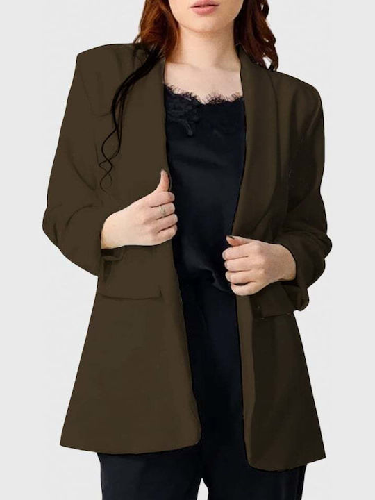 Lung Blazer pentru femei Sacou Brown