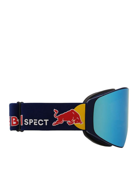 Red Bull Spect Mască de Schi și Snowboard pentru Adulți, Albastră cu Lentilă Fumurie Albastră