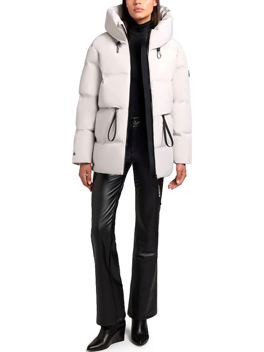 Women's Puffer Jacket Waterproof for Winter with Hood Gray