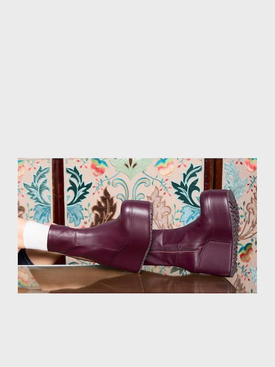 Wildleder Stiefeletten Damen Burgundisch