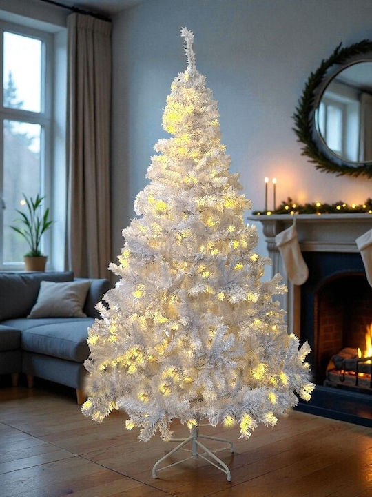 Weihnachtsbaum 195cm mit 936 Zweige und mit LED-Beleuchtung Weiß