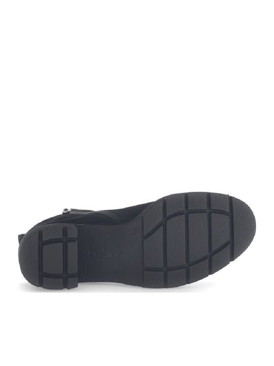 Leder Stiefeletten Damen Schwarz