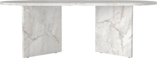 Oval Central Coffee Table Cortado Wooden White Marble Effect 120x60x39.6cm