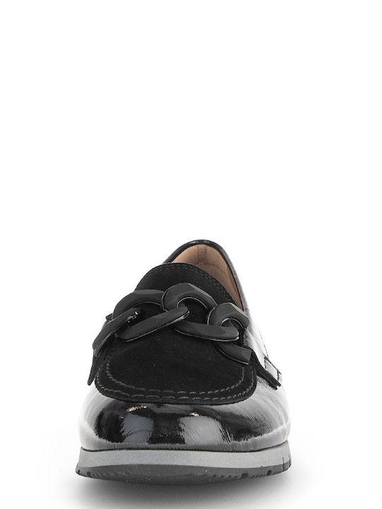 Lackleder Damen Loafers in Schwarz Farbe