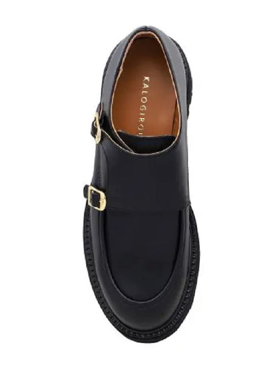 Δερμάτινα Γυναικεία Loafers σε Μαύρο Χρώμα