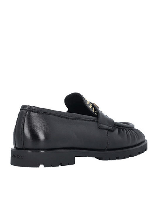 Nora Leder Damen Mokassins in Schwarz Farbe