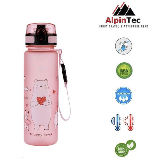 AlpinPro Παιδικό Παγούρι Πλαστικό Non Spill Kids Zoo Pink 500ml