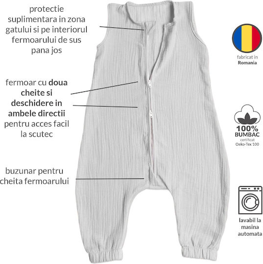 Kidizi Sac De Dormit Pentru Bebeluşi Vara Light Grey Kidizi Sac De Dormit Pentru Bebeluşi Vara Light Grey