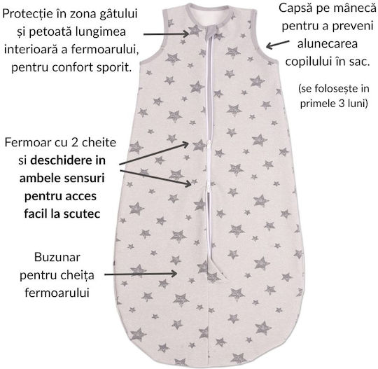 Kidizi De primăvară Sac de dormit 1 tog Galaxy Grey