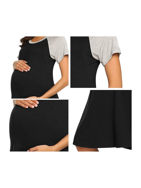 Queen Mother Nightgown Maternity & Nursing Black-grey