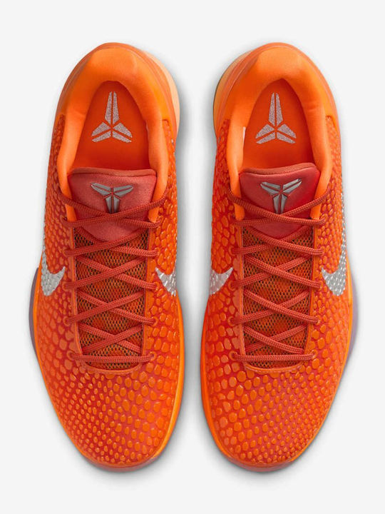 Kobe 6 Protro Low Basketball Shoes Total Orange / Metallic Silver / Cosmic Clay
