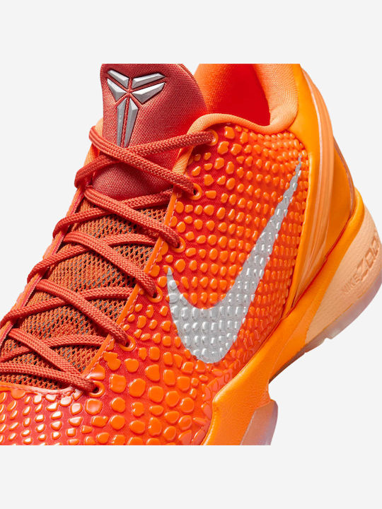 Kobe 6 Protro Low Basketball Shoes Total Orange / Metallic Silver / Cosmic Clay