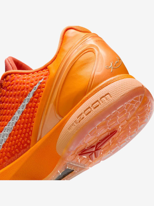 Kobe 6 Protro Low Basketball Shoes Total Orange / Metallic Silver / Cosmic Clay