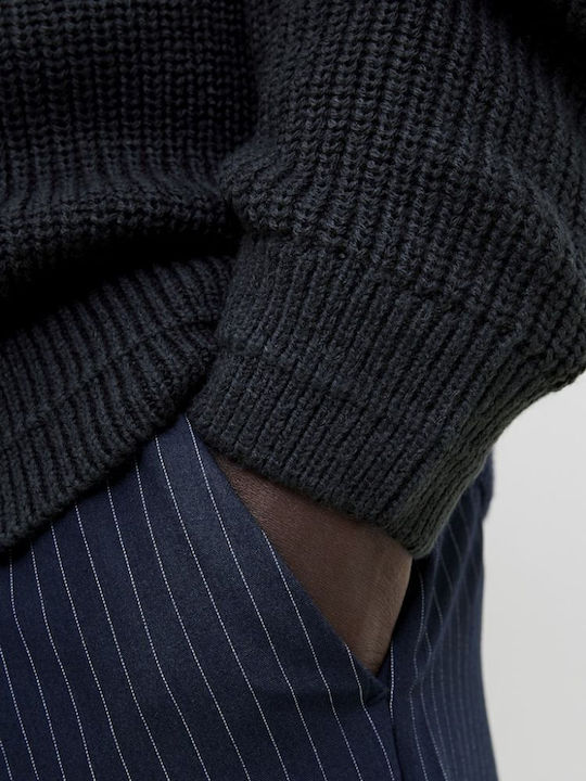 Men's Knitted Cardigan with Buttons Navy Blue