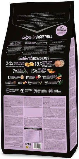 Ownat Ultra 12kg Dry Food with Few Grains for Adult Neutered Medium Breed Dogs with Chicken, Turkey, Meat, Rice, Salmon and Apple