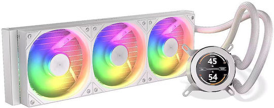 Krux HydroGlance 360 Υδρόψυξη AIO CPU με 3 Ανεμιστήρες 120mm και ARGB Φωτισμό Λευκή