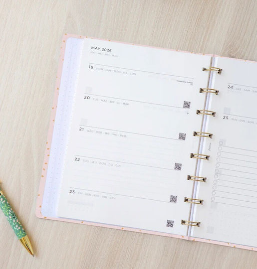 Weekly Diary 2026 Filofax A5 Confetti Pink