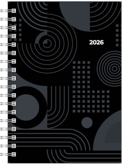 Diary Spiral 210 Daily 11.4x16.4 Black 20.00214 2026